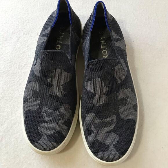 Rothy’s black grey camo slip on loafers sneakers 7.5 casual walking comfort - Picture 2 of 7